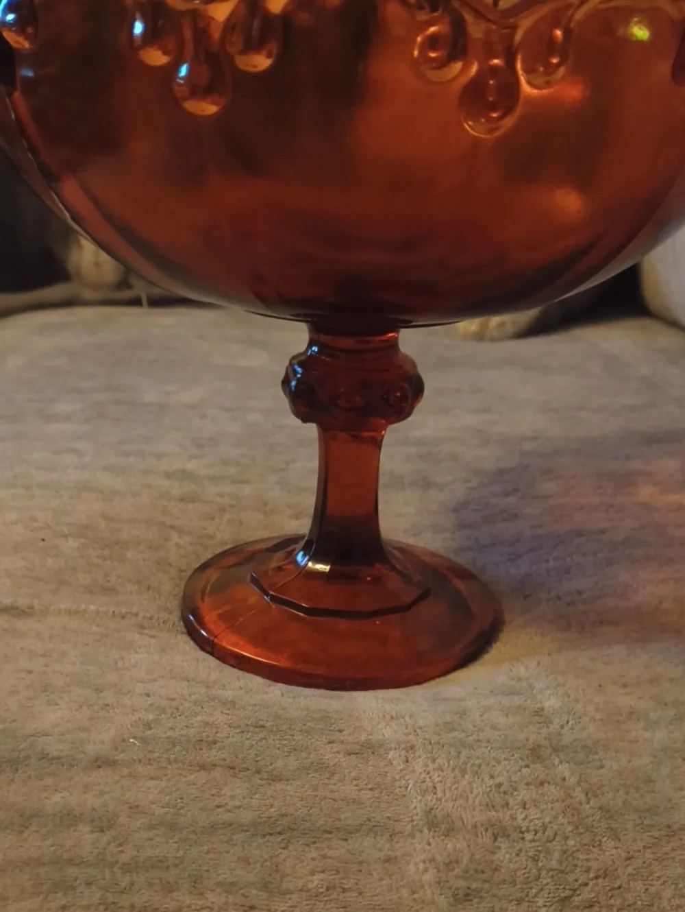 Amber Glass Compote Pedestal Bowl - Elegant Home Accent